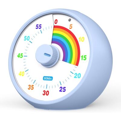 kiecky squirrel Visual Timer for Kids, 60-Minute Countdown for Classroom Office Kitchen, Desk Timer Kids Time Management Tools with Silent Operation, Pomodoro Time Rainbow Pattern (Aquamarine) kiecky squirrel Visual Timer for Kids, 60-Minute Countdown for Classroom Office Kitchen, Desk Timer Kids Time Management Tools with Silent Operation, Pomodoro Time Rainbow Pattern (Aquamarine)