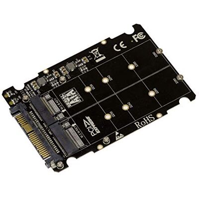 KALEA-INFORMATIQUE Adapter converter for mounting an M.2 M Key Gen 3.0 NVMe SSD and an M2 B Key SATA SSD in place of a U.2 SSD (U2 68Pin SFF-8639) KALEA-INFORMATIQUE Adapter converter for mounting an M.2 M Key Gen 3.0 NVMe SSD and an M2 B Key SATA SSD in place of a U.2 SSD (U2 68Pin SFF-8639)