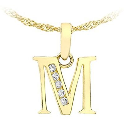 CARISSIMA Women's 9 ct Yellow Gold Cubic Zirconia Initial Pendant on Chain Necklace of Length 46 cm CARISSIMA Women's 9 ct Yellow Gold Cubic Zirconia Initial Pendant on Chain Necklace of Length 46 cm