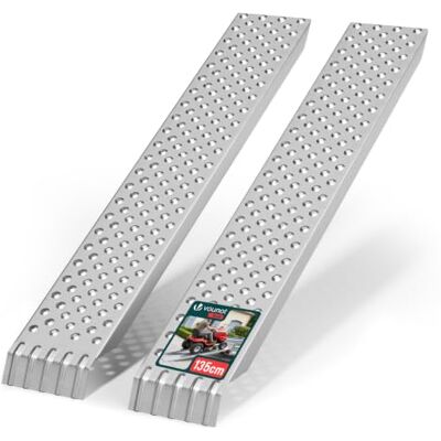 VOUNOT ® Loading Ramps, 2 Steel Ramps Heavy Duty for Van, Lawnmower, ATV, Quad Motorcycle, 400 kg Max Loading, 135 x 23 cm, Silver VOUNOT ® Loading Ramps, 2 Steel Ramps Heavy Duty for Van, Lawnmower, ATV, Quad Motorcycle, 400 kg Max Loading, 135 x 23 cm, Silver