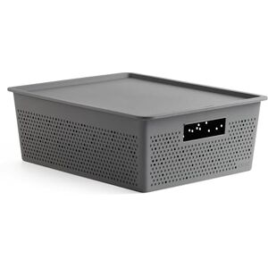 TATAY Set of 12L Rectangular Bohol Organizer Box and Lid, Polypropylene, BPA Free, 100% Recycled Plastic, Anthracite Grey, Measures 30.5 x 39.5 x 13.5 cm TATAY Set of 12L Rectangular Bohol Organizer Box and Lid, Polypropylene, BPA Free, 100% Recycled Plastic, Anthracite Grey, Measures 30.5 x 39.5 x 13.5 cm