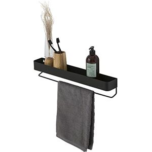 Sealskin Brix Wall Tray with Towel Rail, Metal, Black Sealskin Brix Wall Tray with Towel Rail, Metal, Black