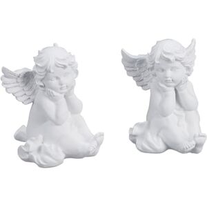 Relaxdays Grave Angel, Set of 2, Weatherproof, Frost-proof, HxWxD: 10 x 7 x 9 cm, Decoration, Guardian, Polyresin, White Relaxdays Grave Angel, Set of 2, Weatherproof, Frost-proof, HxWxD: 10 x 7 x 9 cm, Decoration, Guardian, Polyresin, White