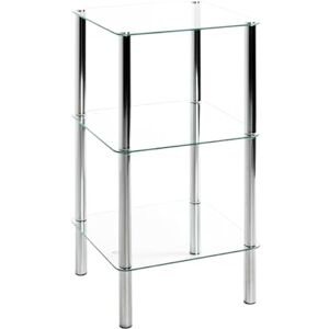 HAKU Möbel Rack Chrome, Metal, Tempered Glass Size: W 39 cm X H 77 cm X D 39 cm, Style: Modern HAKU Möbel Rack Chrome, Metal, Tempered Glass Size: W 39 cm X H 77 cm X D 39 cm, Style: Modern