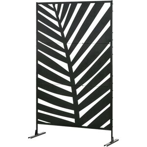 Outsunny Decorative Garden Privacy Screen with Stand, 6.5FT Freestanding Metal Outdoor Divider, Decorative Privacy Panel with Expansion Screws for Garden Pool Hot Tub, Banana Leaf Style, Black Outsunny Decorative Garden Privacy Screen with Stand, 6.5FT Freestanding Metal Outdoor Divider, Decorative Privacy Panel with Expansion Screws for Garden Pool Hot Tub, Banana Leaf Style, Black