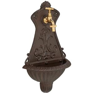 Relaxdays Wall Fountain, Antique Design, Basin & Tap, Water, for Garden & Patio, 42 x 24.5 x 11.5 cm, Cast Iron, Brown Relaxdays Wall Fountain, Antique Design, Basin & Tap, Water, for Garden & Patio, 42 x 24.5 x 11.5 cm, Cast Iron, Brown