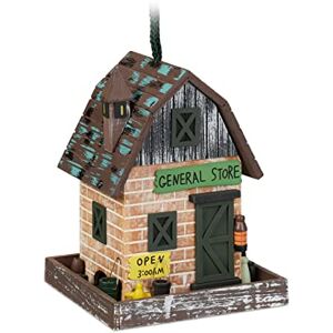 Relaxdays Decorative Bird House, Shop Style, H x W x D: 23 x 18 x 18 cm, Wood, Colourful Relaxdays Decorative Bird House, Shop Style, H x W x D: 23 x 18 x 18 cm, Wood, Colourful