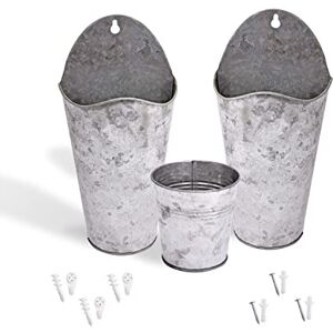 Katai Set of 2 Farmhouse Wall Planters Hanging Flower Planter Vase Decor with Metal Brackets Complete with Galvanized Planter Bucket and Installation Hardware Katai Set of 2 Farmhouse Wall Planters Hanging Flower Planter Vase Decor with Metal Brackets Complete with Galvanized Planter Bucket and Installation Hardware