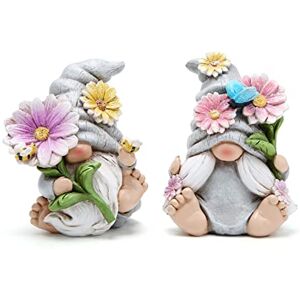 Hodao Set of 2 Spring Gnome Decorations Flower Gnomes Ornaments Decor Summer Outdoor Figurines Spring Elves for Porch, Garden Yard, Flower Bed Garden Gifts for Women, Mom (Grey) Hodao Set of 2 Spring Gnome Decorations Flower Gnomes Ornaments Decor Summer Outdoor Figurines Spring Elves for Porch, Garden Yard, Flower Bed Garden Gifts for Women, Mom (Grey)