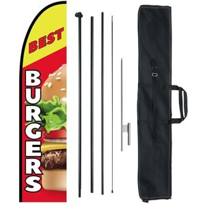 VEVOR Burger Restaurant Advertising Feather Flag with Pole Kit, Advertising Flags for Business Outside, Includes 1 Banner Flag, 1 Pole, 1 Ground Stake, Swooper Flag for Businesses 16.3 FT VEVOR Burger Restaurant Advertising Feather Flag with Pole Kit, Advertising Flags for Business Outside, Includes 1 Banner Flag, 1 Pole, 1 Ground Stake, Swooper Flag for Businesses 16.3 FT