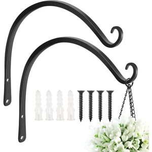 FEED GARDEN Wall Hook Hanging Plant Bracket 14 Inch, Decorative Straight Plant Hanger for Hanging Bird Feeders, Wind Chimes, Flower Baskets, Yoga Mat, Indoor/Outdoor Use 2 Pack,Black FEED GARDEN Wall Hook Hanging Plant Bracket 14 Inch, Decorative Straight Plant Hanger for Hanging Bird Feeders, Wind Chimes, Flower Baskets, Yoga Mat, Indoor/Outdoor Use 2 Pack,Black
