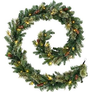 WeRChristmas Pre Lit Natural Pine Christmas Garland with 40 Chasing Warm LED Lights, Multi-Colour, 9 feet/2.7m WeRChristmas Pre Lit Natural Pine Christmas Garland with 40 Chasing Warm LED Lights, Multi-Colour, 9 feet/2.7m