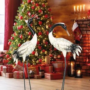 chisheen Garden Crane Statues Outdoor Heron Red Crowned Crane Metal Yard Art Sculpture,Set of 2 chisheen Garden Crane Statues Outdoor Heron Red Crowned Crane Metal Yard Art Sculpture,Set of 2