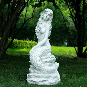 BEGORGEO 20" H Mermaid on Ocean Rock Garden Statue Resin Outdoor Sculpture Large Outside Decor for Lawn Patio Pool Home Ornament Large Mermaid Figurine Collectible Nautical Fairy Tale BEGORGEO 20" H Mermaid on Ocean Rock Garden Statue Resin Outdoor Sculpture Large Outside Decor for Lawn Patio Pool Home Ornament Large Mermaid Figurine Collectible Nautical Fairy Tale