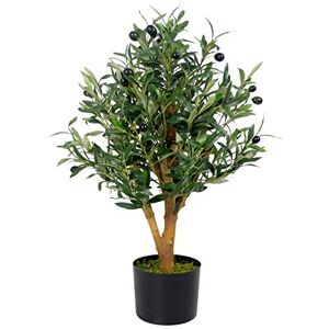 Leaf Design UK Artificial Olive Tree in Black Plastic Pot, 65 cm Leaf Design UK Artificial Olive Tree in Black Plastic Pot, 65 cm