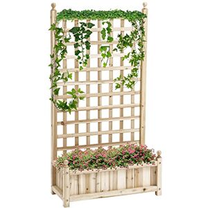 Outsunny Garden Planters with Trellis for Climbing Vines, Wooden Raised Beds for Garden, Free Standing Flower Pot, Indoor Outdoor Display Rack, 64 x 28 x 120 cm, Natural Outsunny Garden Planters with Trellis for Climbing Vines, Wooden Raised Beds for Garden, Free Standing Flower Pot, Indoor Outdoor Display Rack, 64 x 28 x 120 cm, Natural