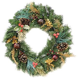 WeRChristmas Pre-Lit Wreath with 20 Warm White LED Lights, 60 cm Red/Gold WeRChristmas Pre-Lit Wreath with 20 Warm White LED Lights, 60 cm Red/Gold