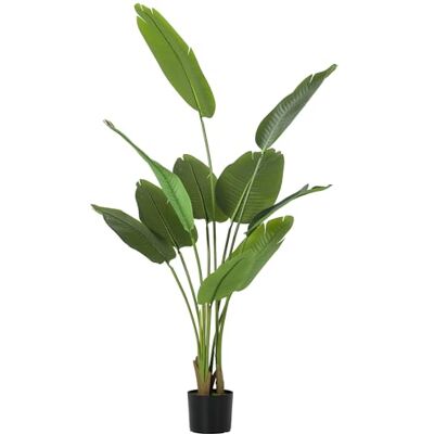 HOMCOM 160cm Tall Artificial Bird of Paradise Plant, Faux Banana Leaf Tree with PEVA Leaves and Flocking, Decorative Palm Tree in Pot for Home Office Decor, Green HOMCOM 160cm Tall Artificial Bird of Paradise Plant, Faux Banana Leaf Tree with PEVA Leaves and Flocking, Decorative Palm Tree in Pot for Home Office Decor, Green