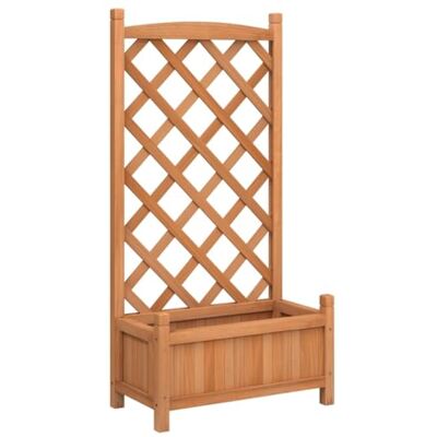 vidaXL Planter with Trellis Brown Solid Wood Fir vidaXL Planter with Trellis Brown Solid Wood Fir