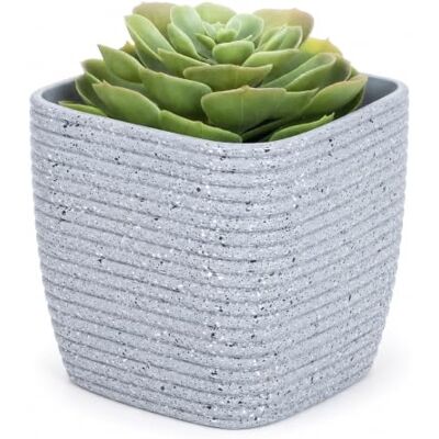LIVIVO - Stripe Design - Grey - 12 cm - Flower pot LIVIVO - Stripe Design - Grey - 12 cm - Flower pot