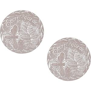 Invero Set of 2 Decorative Garden Stepping Stone - Outdoor Concrete Circular Floor or Wall Plaque Décor - Ideal for all Gardens, Patio, Lawn, Driveways and more - 17.5cm