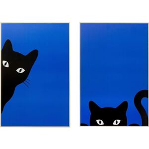 KARE Design Framed Picture Ciao Gatto, Blue, Set of 2, Rectangular, Picture Print, Abstract Wall Art, Pop Art, Modern Design, Wall Picture for Living Room, Bedroom, 60x40 cm (HxW) KARE Design Framed Picture Ciao Gatto, Blue, Set of 2, Rectangular, Picture Print, Abstract Wall Art, Pop Art, Modern Design, Wall Picture for Living Room, Bedroom, 60x40 cm (HxW)