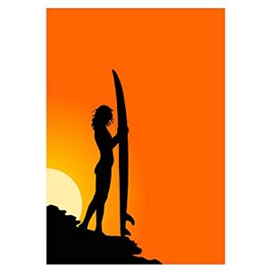 Wee Blue Coo SPORT SURF GIRL SILHOUETTE SUN ORANGE BLACK BLACK FRAMED ART PRINT B12X4778 Wee Blue Coo SPORT SURF GIRL SILHOUETTE SUN ORANGE BLACK BLACK FRAMED ART PRINT B12X4778
