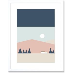 Wee Blue Coo Pastel Geometric Scotland Scottish Highland Sun Hills House Framed Art Print Wee Blue Coo Pastel Geometric Scotland Scottish Highland Sun Hills House Framed Art Print