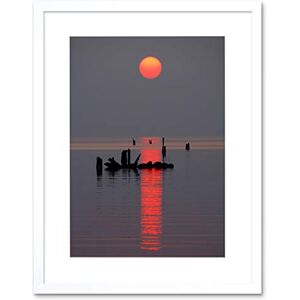 Wee Blue Coo Sunset Vertical Reflection Sea Art Picture Framed Wall Art Print Wee Blue Coo Sunset Vertical Reflection Sea Art Picture Framed Wall Art Print
