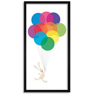 Wee Blue Coo Rabbit Colourful Balloons Long Panel Framed Wall Art Print Wee Blue Coo Rabbit Colourful Balloons Long Panel Framed Wall Art Print