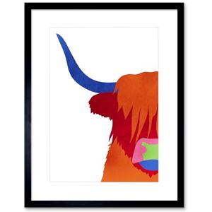 Wee Blue Coo Bright Highland Scottish Cow Bull Coo Colourful Framed Wall Art Print Wee Blue Coo Bright Highland Scottish Cow Bull Coo Colourful Framed Wall Art Print