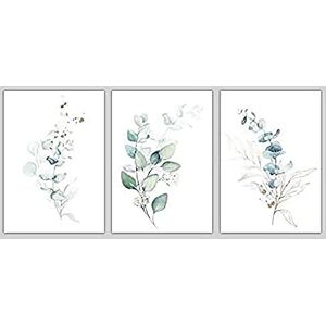 Artze Wall Art Floral Eucalyptus Print 3-Piece Set, 30 cm Width x 40 cm Height, Blue/Green/Gold Splash Artze Wall Art Floral Eucalyptus Print 3-Piece Set, 30 cm Width x 40 cm Height, Blue/Green/Gold Splash