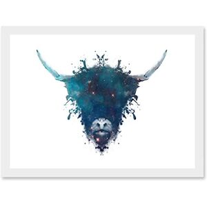 Wee Blue Coo Graphic Ink Splat Highland Cow Coo Scotland A4 Artwork Framed Wall Art Print Wee Blue Coo Graphic Ink Splat Highland Cow Coo Scotland A4 Artwork Framed Wall Art Print