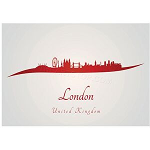 Wee Blue Coo Travel Painting Cityscape Red London England UK Wall Art Print Wee Blue Coo Travel Painting Cityscape Red London England UK Wall Art Print