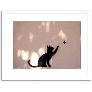 Wee Blue Coo Photo Cat Butterfly Silhouette Graffiti Framed Wall Art Print Wee Blue Coo Photo Cat Butterfly Silhouette Graffiti Framed Wall Art Print