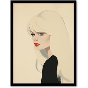 Wee Blue Coo Serious Side Eye Retro Female Beauty Portrait in Alabaster Red and Black Artwork Framed Wall Art Print A4 Wee Blue Coo Serious Side Eye Retro Female Beauty Portrait in Alabaster Red and Black Artwork Framed Wall Art Print A4