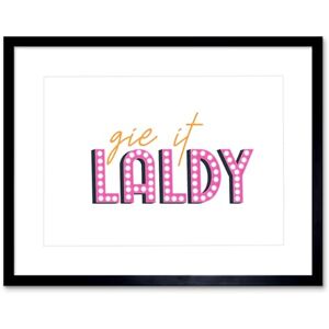 Wee Blue Coo Scottish Phrase Gie it Laldy Apply With Vigour Scotland Framed Art Print Wee Blue Coo Scottish Phrase Gie it Laldy Apply With Vigour Scotland Framed Art Print