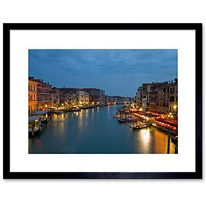 Wee Blue Coo CANAL VENICE NIGHT CITYSCAPE GONDOLA BLACK FRAMED ART PRINT PICTURE B12X8453 Wee Blue Coo CANAL VENICE NIGHT CITYSCAPE GONDOLA BLACK FRAMED ART PRINT PICTURE B12X8453