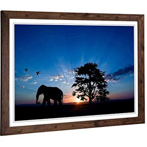 Big Box Art Framed Print of Elephant & Birds Evening Sunset Design Wall Art Picture Home Decor for Kitchen, Living Room, Bedroom, Hallway, Walnut, A2 / 24.5x18 Inch / 62x45cm Big Box Art Framed Print of Elephant & Birds Evening Sunset Design Wall Art Picture Home Decor for Kitchen, Living Room, Bedroom, Hallway, Walnut, A2 / 24.5x18 Inch / 62x45cm