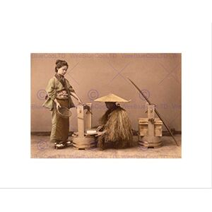 Wee Blue Coo VINTAGE WATERCOLOUR BEAN CAKE SELLER JAPAN BLACK FRAMED ART PRINT B12X11850 Wee Blue Coo VINTAGE WATERCOLOUR BEAN CAKE SELLER JAPAN BLACK FRAMED ART PRINT B12X11850