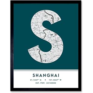 Wee Blue Coo Shanghai China City Map Teal Colour Block Modern Typography Stylish Letter Framed Word Wall Art Print Poster for Home Décor CITYMAP1 Wee Blue Coo Shanghai China City Map Teal Colour Block Modern Typography Stylish Letter Framed Word Wall Art Print Poster for Home Décor CITYMAP1