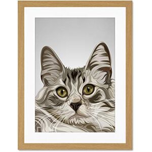Fine Art Prints Cat Illustration Grey Large Framed Art Print Wall Poster 18x24 inch Fine Art Prints Cat Illustration Grey Large Framed Art Print Wall Poster 18x24 inch