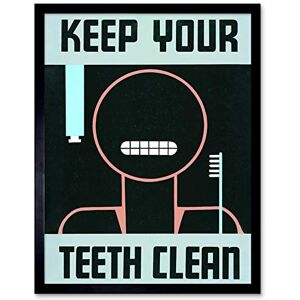 Wee Blue Coo Keep Your Teeth Clean Art Print Framed Poster Wall Decor 12x16 inch Wee Blue Coo Keep Your Teeth Clean Art Print Framed Poster Wall Decor 12x16 inch