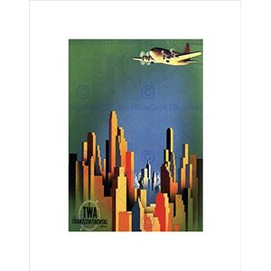 Wee Blue Coo Travel TWA Air Flight Plane City Skyscraper Vintage Advert Art Wall Art Print Wee Blue Coo Travel TWA Air Flight Plane City Skyscraper Vintage Advert Art Wall Art Print