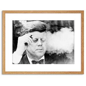 Wee Blue Coo 9x7 '' VINTAGE PHOTO B&W JFK KENNEDY SMOKING CIGAR FRAMED ART PRINT F97X1714 Wee Blue Coo 9x7 '' VINTAGE PHOTO B&W JFK KENNEDY SMOKING CIGAR FRAMED ART PRINT F97X1714