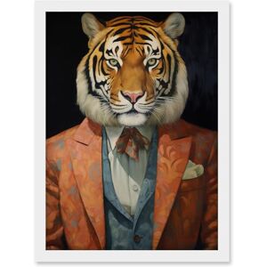 Artery8 Tiger About Town Artwork Coral Pink and Cerulean Blue Suit Conceptual Portrait Artwork Framed A3 Wall Art Print Artery8 Tiger About Town Artwork Coral Pink and Cerulean Blue Suit Conceptual Portrait Artwork Framed A3 Wall Art Print