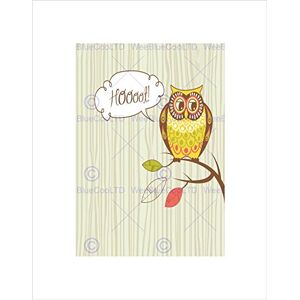 Wee Blue Coo PAINTING CARTOON OWL HOOT LEAVES BRANCH CUTE BLACK FRAMED ART PRINT B12X8533 Wee Blue Coo PAINTING CARTOON OWL HOOT LEAVES BRANCH CUTE BLACK FRAMED ART PRINT B12X8533