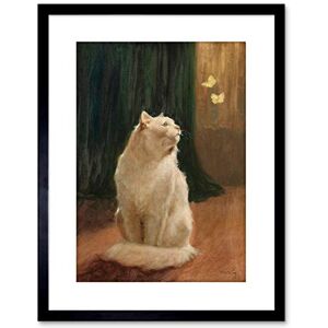 Wee Blue Coo PAINTING HEYER WHITE CAT AND TWO BUTTERFLIES 9x7 FRAMED ART PRINT F97X12726 Wee Blue Coo PAINTING HEYER WHITE CAT AND TWO BUTTERFLIES 9x7 FRAMED ART PRINT F97X12726