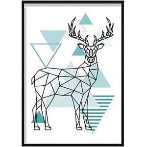 Artze Wall Art Stag Abstract Geometric Scandinavian Poster, 40 cm Width x 50 cm Height, Aqua Blue Artze Wall Art Stag Abstract Geometric Scandinavian Poster, 40 cm Width x 50 cm Height, Aqua Blue