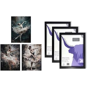Artery8 Ballerina Wall Art Set of 3 A4 Sized Art with Black Frames Ballet Dancers Painting Graceful Dancing Poses Artery8 Ballerina Wall Art Set of 3 A4 Sized Art with Black Frames Ballet Dancers Painting Graceful Dancing Poses